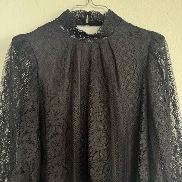 NWOT Express Elegant Black Lace Dress Mock Neck Size S - Picture 8 of 15
